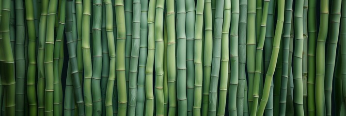 Fototapeta premium Tranquil bamboo forest, green natural pattern and texture panorama