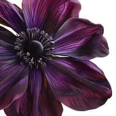 Close-Up of a Purple Anemone Flower, isolated on transparent background.