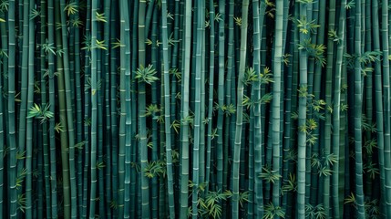 Tranquil bamboo forest, green natural pattern and texture panorama