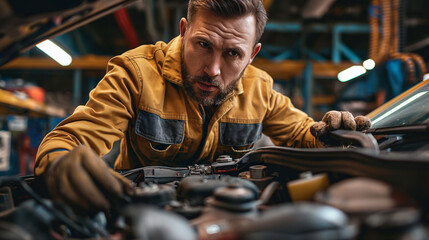 a mechanic working in the workshop 