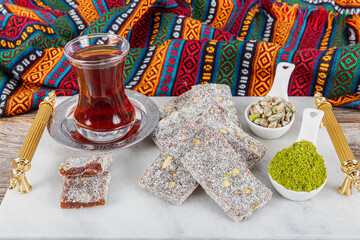 Traditional turkish dessert cezerye. Coffee or tea is served with cezerye. Festival of sacrifices....