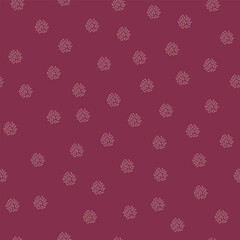 Abstract Ditsy Pink Carnations Scattered on Burgundy Background seamless pattern print background