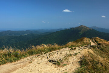 View of Polonina Carynska from Polonina Wetlinska, Bieszczady Mountains, Poland