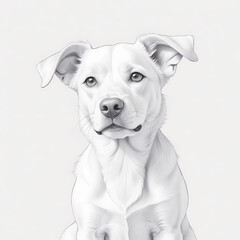 Obraz premium A cute Labrador dog sitting on wight background