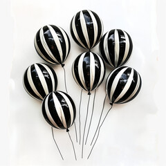 Obraz premium Balloons with black stripes on a white background 