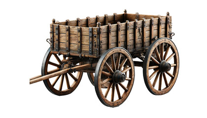 Fototapeta premium Old vintage horse cart isolated on transparent or white background