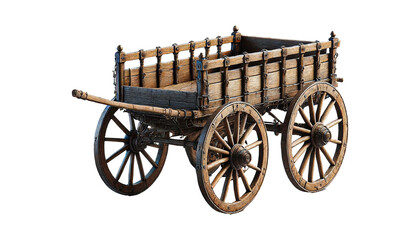 Fototapeta premium Old vintage horse cart isolated on transparent or white background