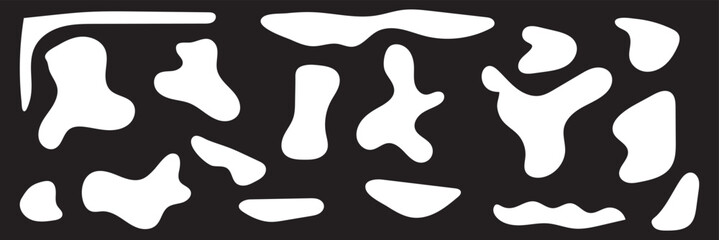 Blob shape organic, vector illustration set. Collection from abstract forms for design and paint. Liquid silhouette drop in modern style. Basic stains isolated elements on white background