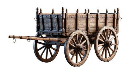 Fototapeta premium Old vintage horse cart isolated on transparent or white background