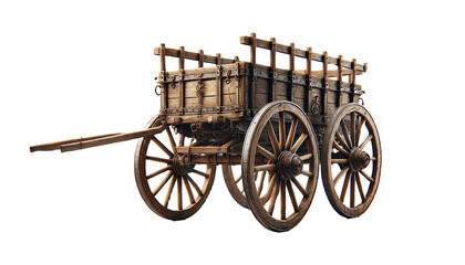 Fototapeta premium Old vintage horse cart isolated on transparent or white background