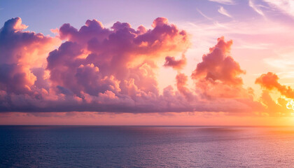 Fototapeta premium Beautiful sunset over the sea. Colorful sky with clouds.