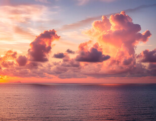 Obraz premium Beautiful sunset over the sea. Colorful sky with clouds.