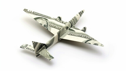 Origami Airplane Made from Dollar Bills