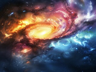 Cosmic Abstract SceneSwirling Galaxies and Nebulae in Space