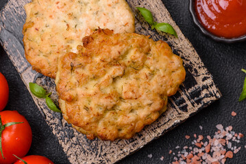 Delicious fried chicken chops with salt, spices and herbs