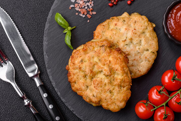 Delicious fried chicken chops with salt, spices and herbs