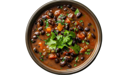Delicious Hearty Black Bean Soup in a Bowl with Fresh Cilantro Garnish Ideal for Recipe Cards and Food Blogs