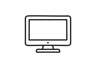 Black and white laptop icon isolated. Notebook screen template symbol. Computer display on white background.