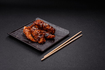 Delicious chicken fillet sliced and baked with teriyaki sauce