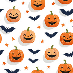 Hallowen pumpkin and bats pattern designed for textiles, fabric, celebration and wrapping paper