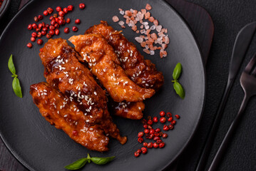 Delicious chicken fillet sliced and baked with teriyaki sauce