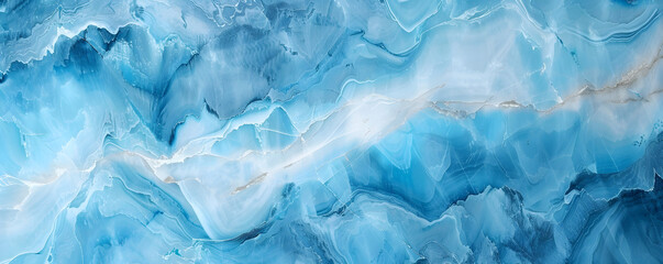 Obraz premium Abstract blue and white marble texture with fluid wave patterns, creates a calming and elegant atmosphere. Ideal for backgrounds, banners, and design with copy space.
