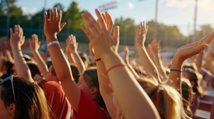 Fans Celebrating at Softball Stadium with Joyful Waves Reflecting Community Spirit