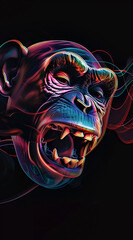 Naklejka premium Abstract Vibrant Monkey Face with Crooked Expression for a T-shirt print 