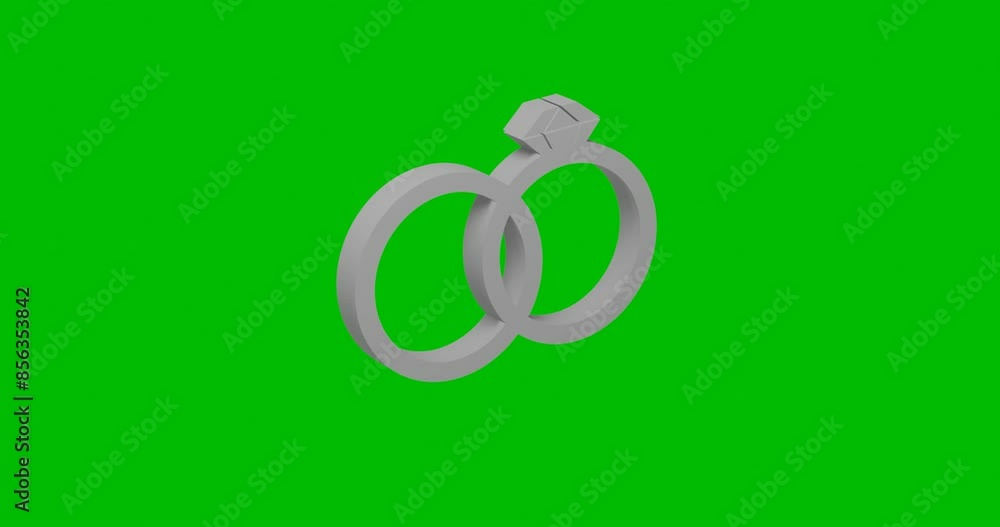 Poster animation of rotation of a white wedding rings symbol with shadow. simple and complex rotation. seam