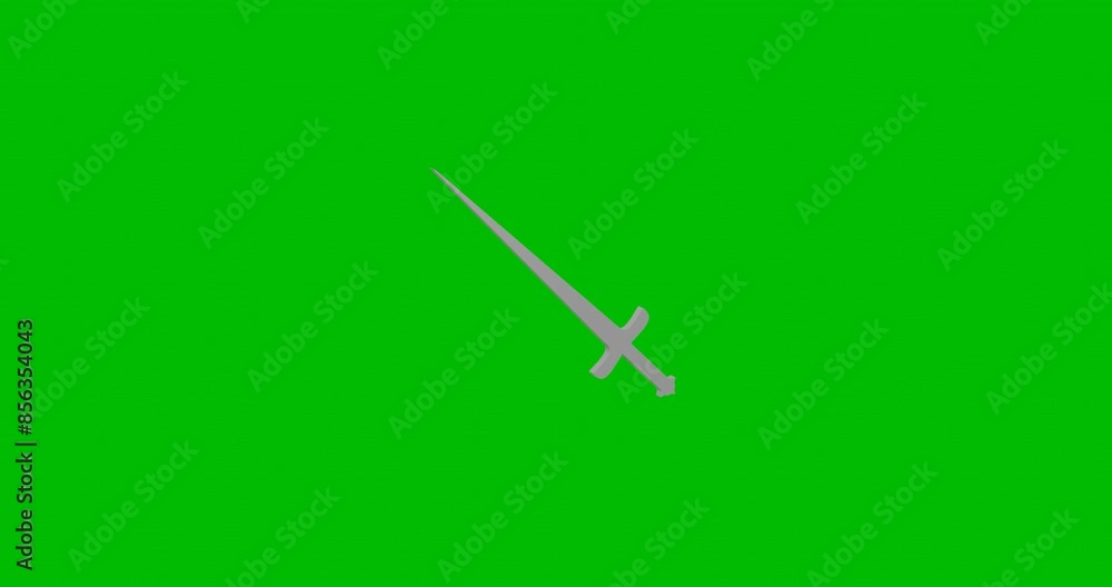 Poster animation of rotation of a white sword symbol with shadow. simple and complex rotation. seamless loo