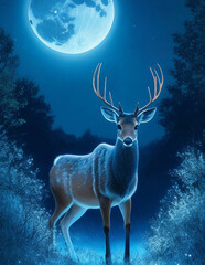 Fototapeta premium A deer photography, hoofed wild animal featuring wildlife and wild nature scene at night