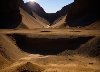 Excavation site. Pit. Generative AI