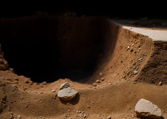 Excavation site. Pit. Generative AI