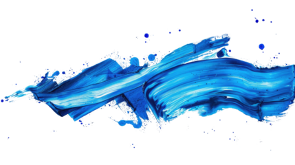 Blue line of paint on an isolated transparent background