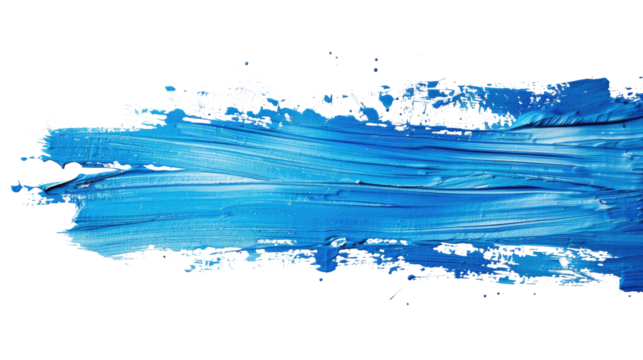 Blue line of paint on an isolated transparent background