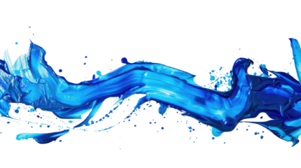 Blue line of paint on an isolated transparent background