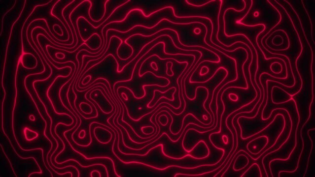 Glowing red wavy lines on a black background, creating an abstract, neon-like pattern.