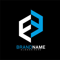 Geometric abstract EE letter logo design.