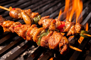 Delicious Mexican grilled skewers over open flames