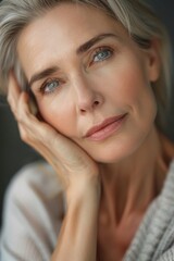 Obraz premium Beautiful senior woman with young and clean look beauty