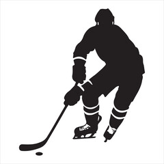 hockey speelster Vector Image, vector black color silhouette