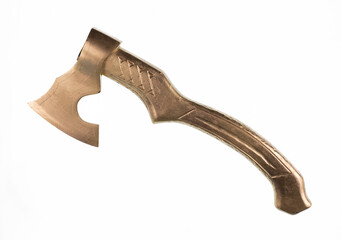 golden battle ax isolated on white background
