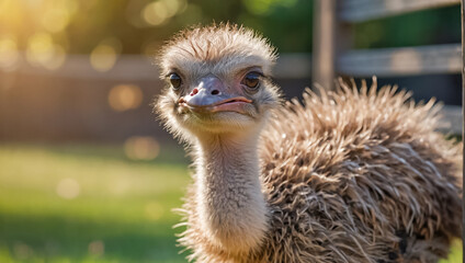 Cute ostrich on the farm