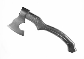 silver battle ax isolated on white background