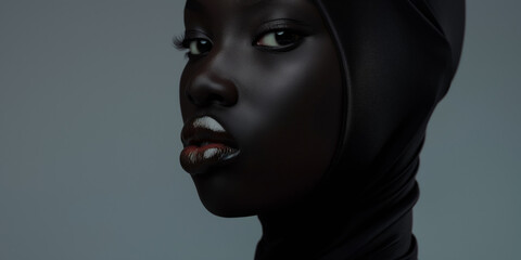 Beautiful black woman with perfect skin