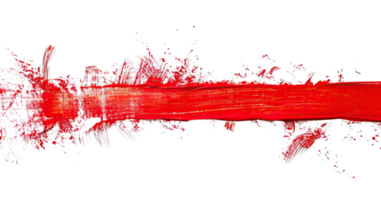 Red line of paint on an isolated transparent background