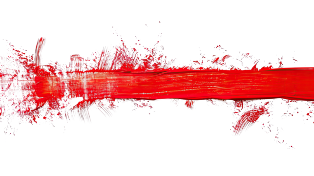 Red line of paint on an isolated transparent background
