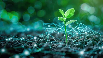 Agricultural concept. Green plants at field. AI generated illustration