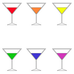 Colorful cocktail glass, illustration, logo