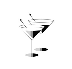 Cocktail glasses together, illustration, logo.